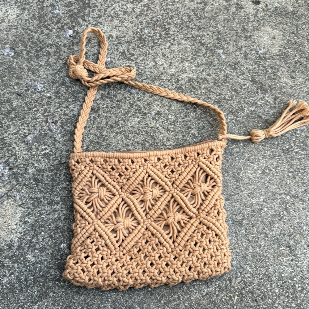Woven light tan bag from Amazon